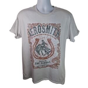 Aerosmith Back In The Saddle Ridin Into Town Alone Graphic Print T-Shirt Mens XL